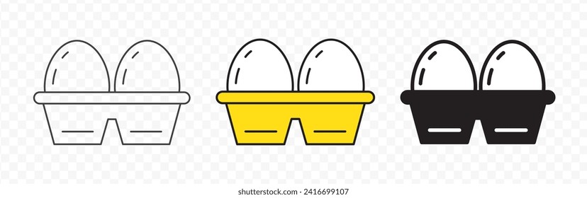 Egg box icon. Outline, black and white and color symbol. 