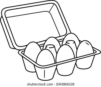 The Egg Box. Vector Outline Illustration.