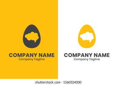 Egg and brain modern logo design template with gold and black color. Simple logo for your business company. 