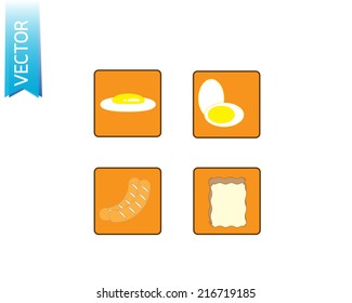 egg bread sausage icon/symbol vector