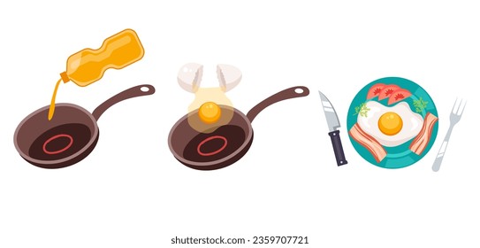 Egg breakfast food omelette concept. Vector graphic design illustration