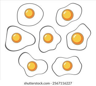 Egg breakfast icon set omelet, cooking fried food vector illustration