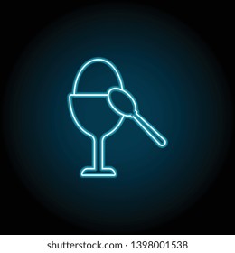 egg, breakfast, spoon neon icon. Simple thin line, outline vector of Food icons for UI and UX, website or mobile application on dark blue gradient background