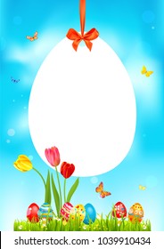 Egg Bright blue easter card