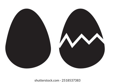 Egg and broken egg vector icons in line style design for website, app, ui, isolated on white background. Editable stroke. EPS 10 vector illustration.