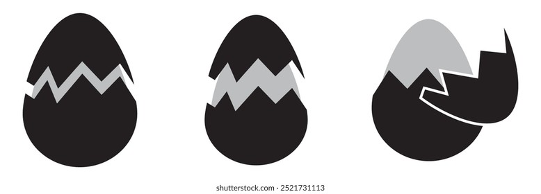 Egg and broken egg vector icons in line style design for website, app, ui, isolated on white background. Editable stroke. Vector illustration.
