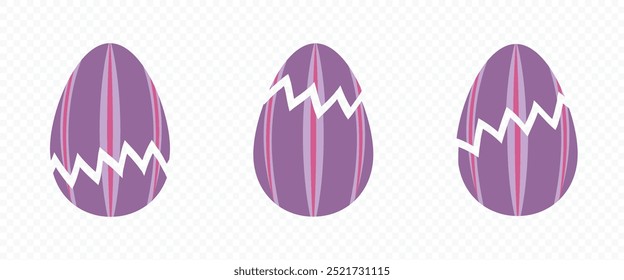 Egg and broken egg vector icons in line style design for website, app, ui, isolated on white background. Editable stroke. Vector illustration.