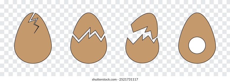 Egg and broken egg vector icons in line style design for website, app, ui, isolated on white background. Editable stroke. Vector illustration.
