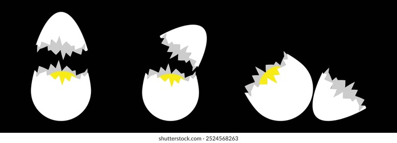 Ícones de vetor de ovo e ovo quebrado no design de estilo de linha para site, aplicativo, IU, golpe editável. Ovo de silhueta de vetor plano. Contorno do ícone do ovo plano. ilustração vetorial. design eps 10.
