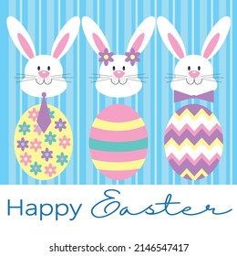 Huevo y conejo para tarjeta de felicitación de Pascua
