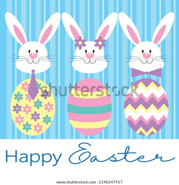 Egg and Bunny For\
Easter Greeting Card
