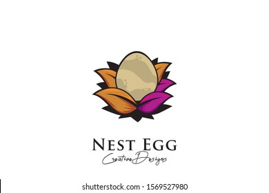 Egg bushes logo, Egg and leaf logo