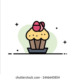 Egg, Cake, Cup, Food, Easter  Business Flat Line Filled Icon Vector Banner Template