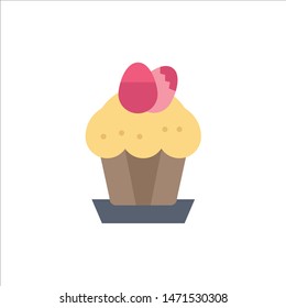 Egg, Cake, Cup, Food, Easter  Flat Color Icon. Vector icon banner Template