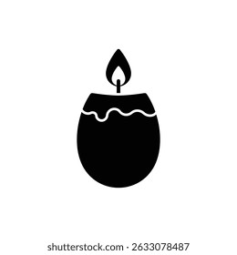 Egg with Candle Flame Tip Icon for Celebration