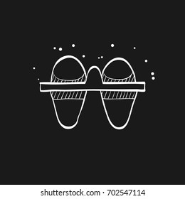 Egg card box icon in doodle sketch lines. Packaging chicken poultry food container