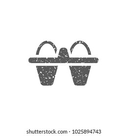 Egg card box icon in grunge texture. Vintage style vector illustration.