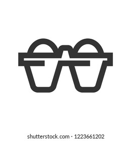 Egg card box icon in thick outline style. Black and white monochrome vector illustration.