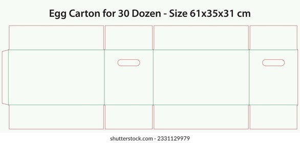 Egg Carton - Box for 30 dozen eggs Die cut Template