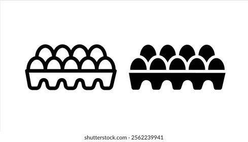 Egg Carton Icon collection in filled and stroke style.