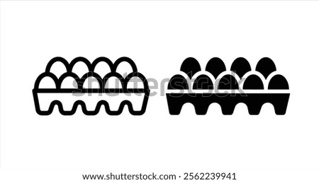 Egg Carton Icon collection in filled and stroke style.