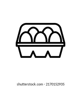 Egg Carton Icon. Line Art Style Design Isolated On White Background