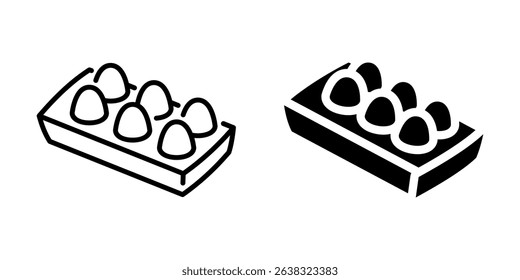 Egg carton icon. Line and silhouette style.