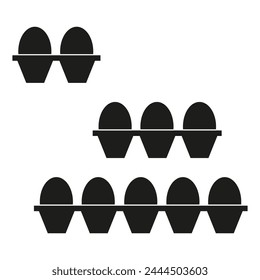 Egg carton icons set. Various egg container sizes. Vector illustration. EPS 10.