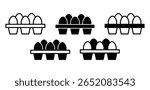 Egg Carton Icons Simple Vector Graphic Design Black and White Color Isolated