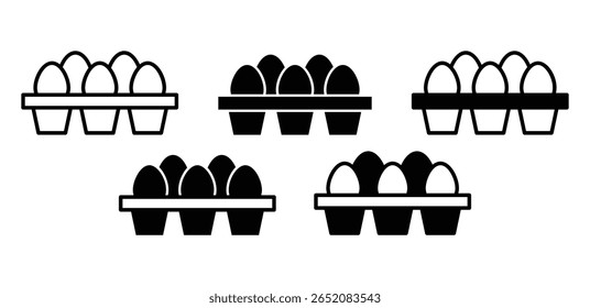 Ícones de caixa de ovos Design gráfico vetor simples cor preta e branca isolada