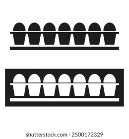 Egg carton illustration. Black and white design. Vector icon. Minimalist concept.