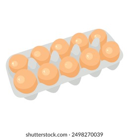 Egg carton illustration, flat vector, isolated on a white background. Breakfast menu 