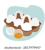Egg Carton Storage, egg box with ten brown eggs. 