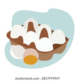 Egg Carton Storage, egg box with ten brown eggs. 