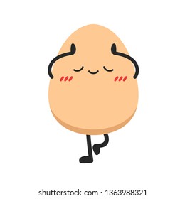 Egg cartoon. Egg character design. white background. yoga egg.