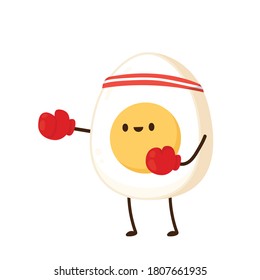 Egg cartoon. Egg character design. white background. Egg boxer cartoon.