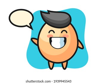 Egg cartoon character doing wave hand gesture