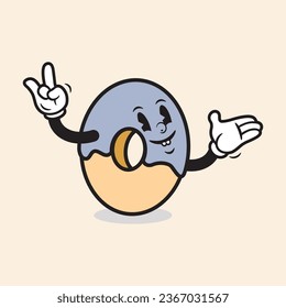 Egg Cartoon Character Mascot Vintage Cute Egg Character Cartoon Vector Illustration Vintage Style Cartoon Character