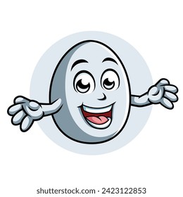 Egg Cartoon Character Surprising Pose Happy Mascot Illustration, Vector Clipart