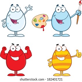 Egg Cartoon Characters 4. Vector Collection Set 