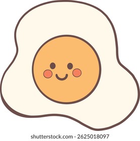 The egg cartoon has a smiling face in the middle.