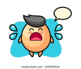 Egg cartoon illustration with crying gesture