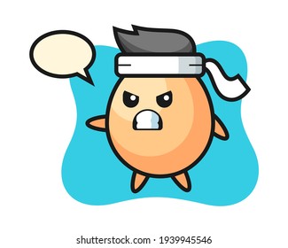 Egg cartoon illustration as a karate fighter