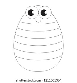 Egg cartoon. Outlined illustration with thin line black stroke