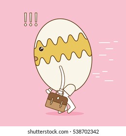Egg cartoon running. Fitness sport theme vector illustration.