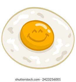 Egg Cartoon Sunny Side Up Fried Egg Doodle Drawing Vector Illustration