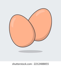 Ilustración del vector de dibujos animados de huevo. Contorno de icono de hueso fresco. Huevo