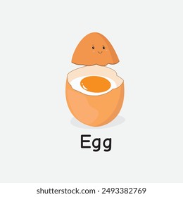Egg Cartoon Vector Illustration for Kids Learning, Posters, Cards, and Sublimation Prints on White Background