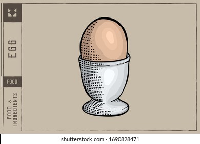 Ei in Keramik-Becher oder Vektorillustration-Illustration des Inhabers - handgezeichnet