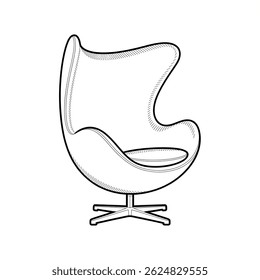 Página de coloração da ilustração da cadeira de ovo 